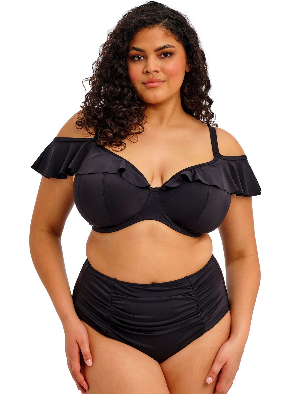 Elomi Plain Sailing UW Frill Plunge Bikini Top Black