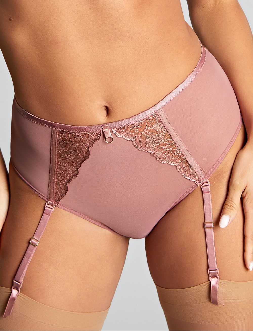 Panache Rosa Suspender Brief Rose Gold