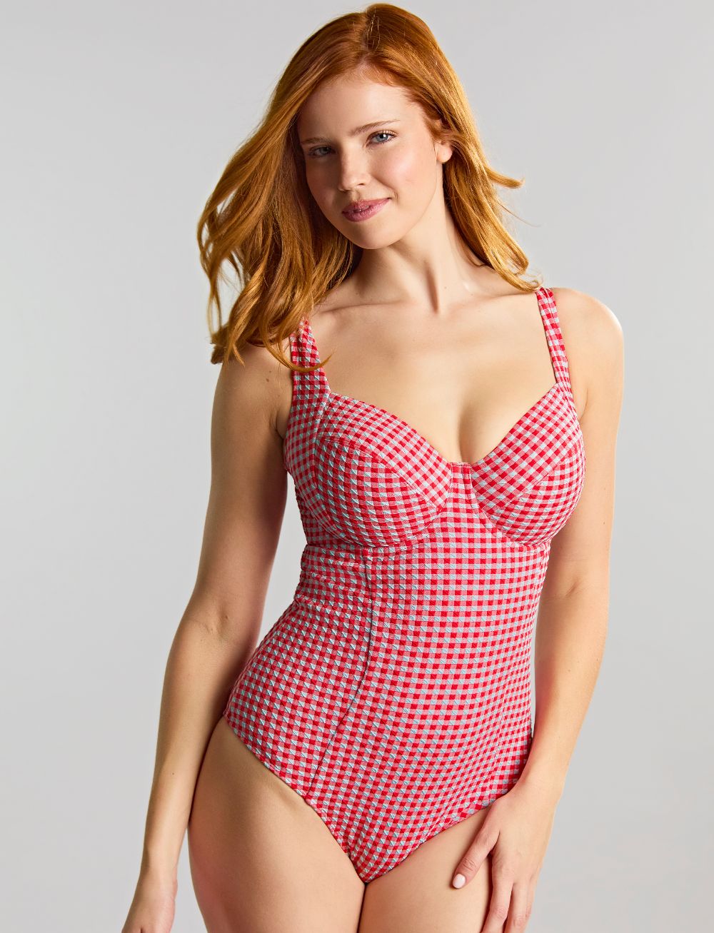 Panache Gingham Paloma Full Cup Swimsuit Red Gingham