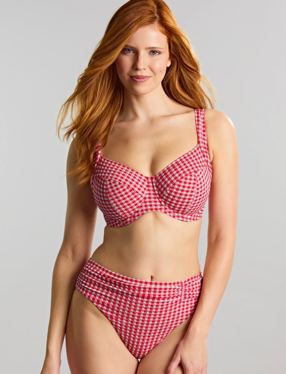 Panache Gingham Olivia Full Cup Bikini Top Red Gingham