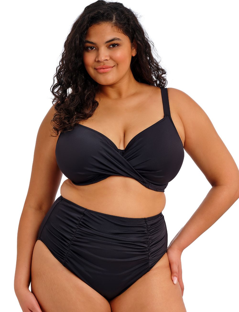 Elomi Plain Sailing UW Twist Front Plunge Bikini Top Black