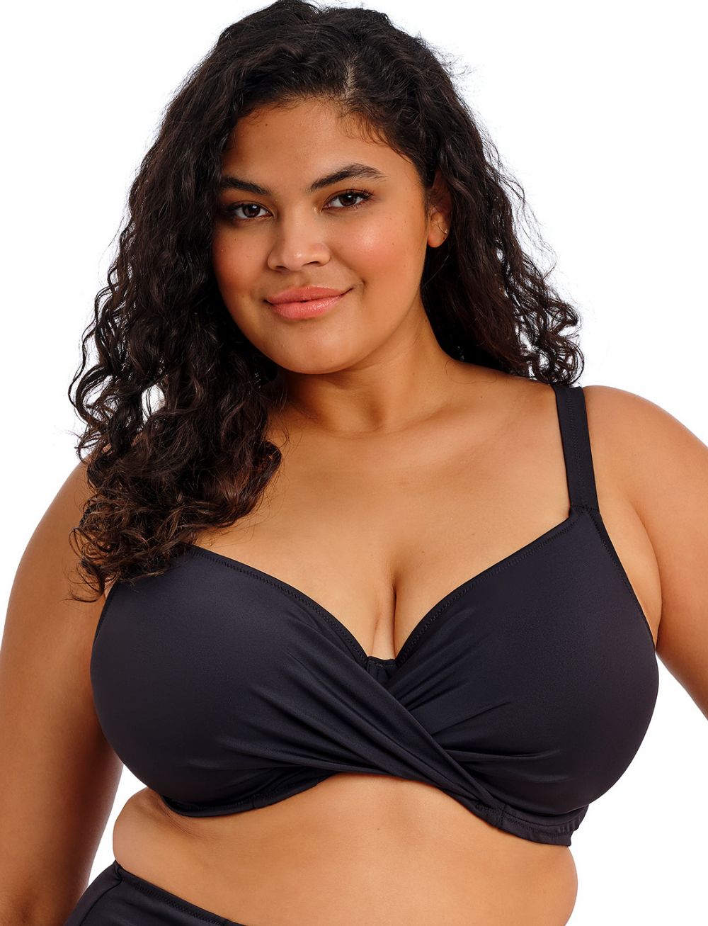 Elomi Plain Sailing UW Twist Front Plunge Bikini Top Black
