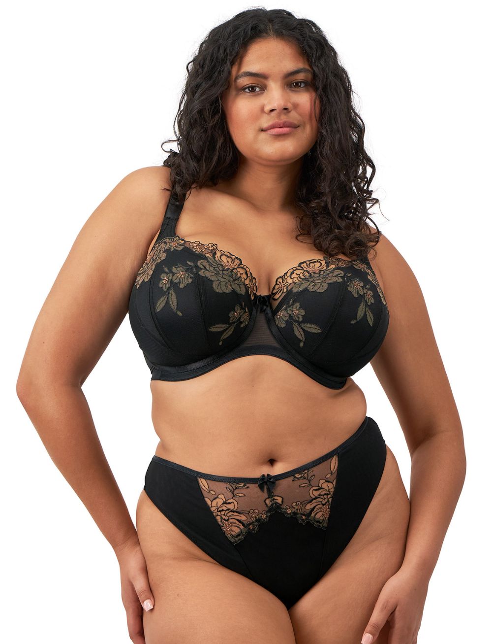 Elomi Teagan UW Padded Half Cup Bra Black/Almond