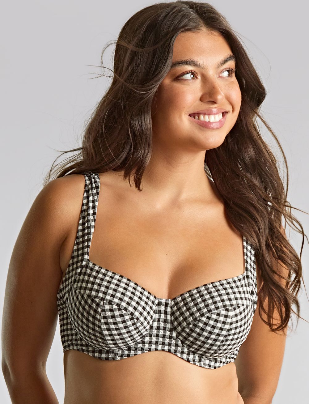 Panache Gingham Olivia Full Cup Bikini Top Black