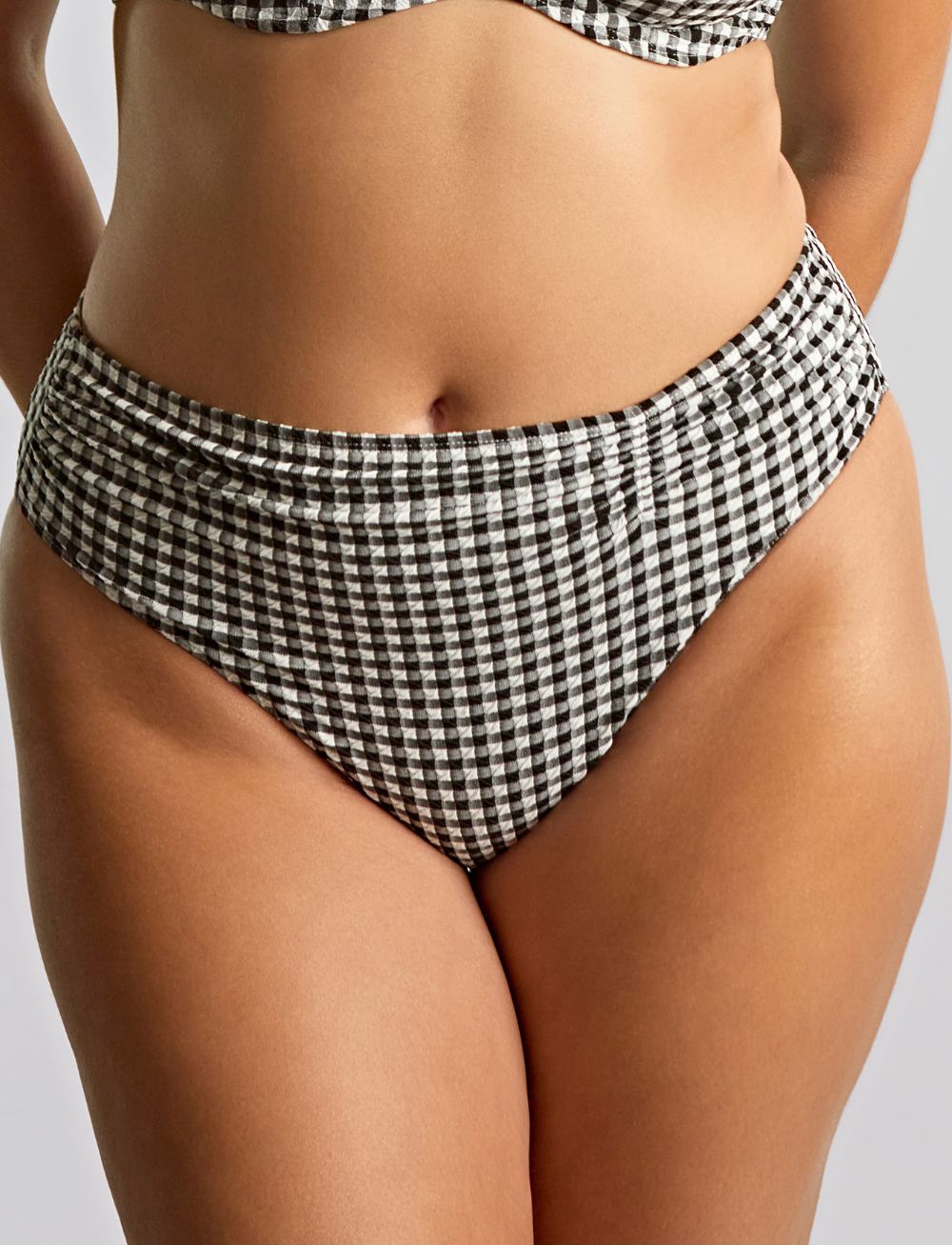 Panache Gingham Midi Bikini Brief Black