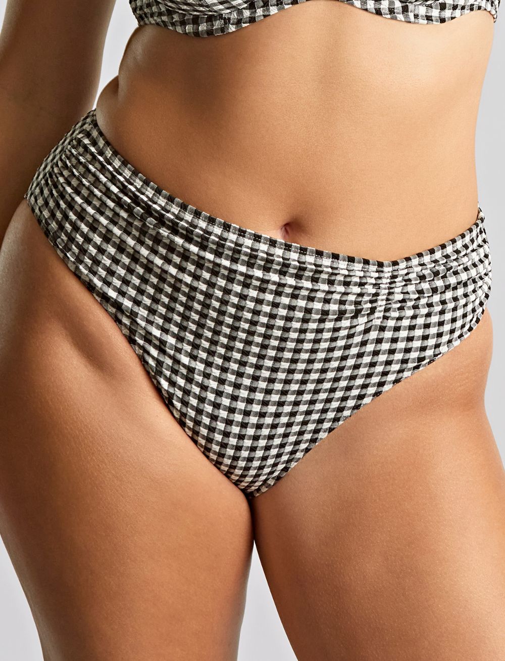 Panache Gingham Midi Bikini Brief Black