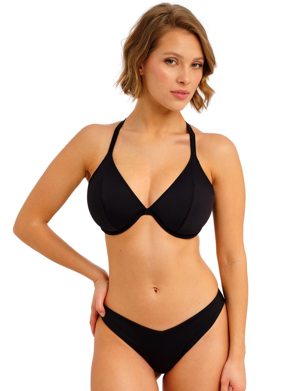 Freya Jewel Cove UW Plunge Bikini Top Plain Black