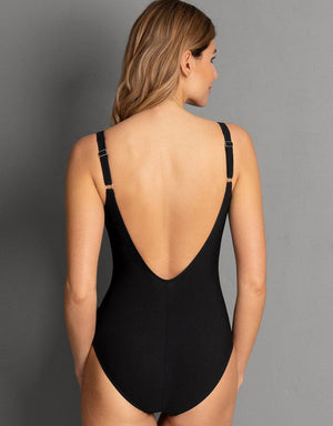Rosa Faia Swimwear - Swimsuit Rosa Faia Elouise Zip Front Swimsuit Black