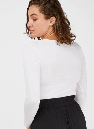 Tani Clothing - Basics - Top Tani High Neck Long Sleeve Top White