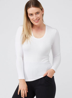Tani Clothing - Basics - Top Tani Long Sleeve Scoop Neck Top White