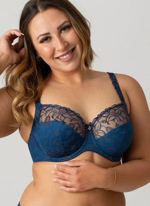 Ulla Lingerie - Non-Moulded Ulla Zoe Underwired Bra Oriental Blue