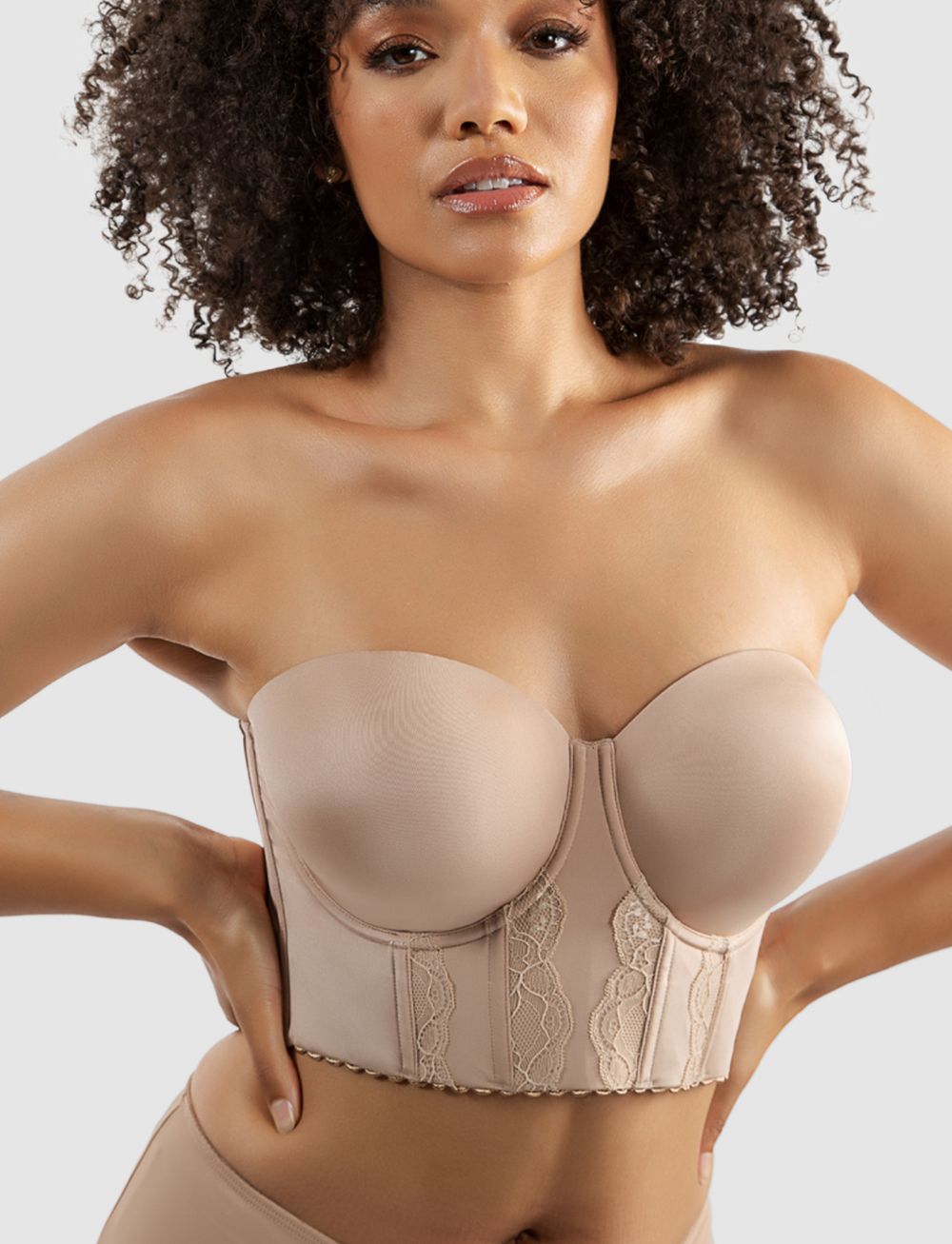 Parfait Elissa Seamless Padded Longline Strapless Bra European Nude
