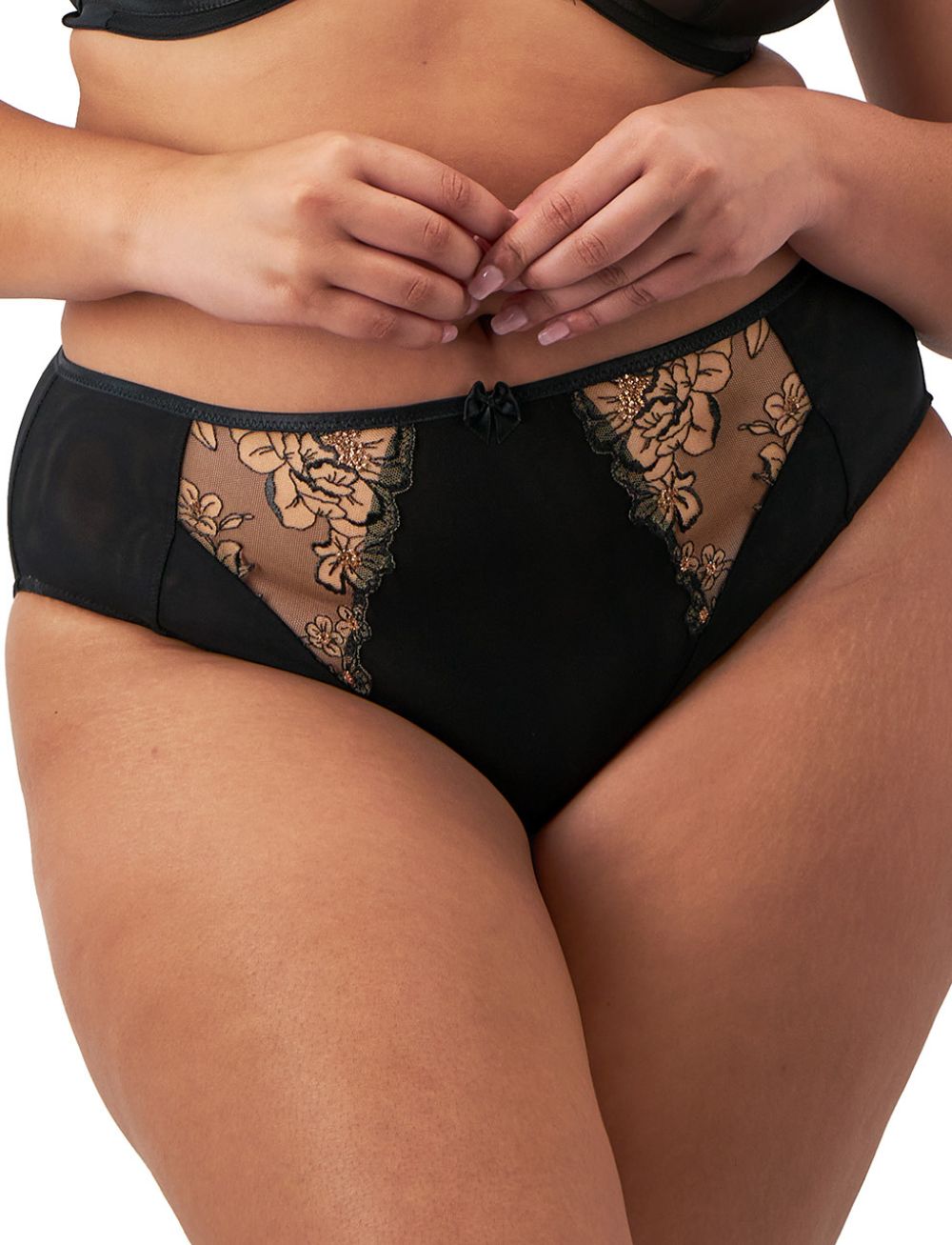 Elomi Teagan High Leg Brief Black/Almond