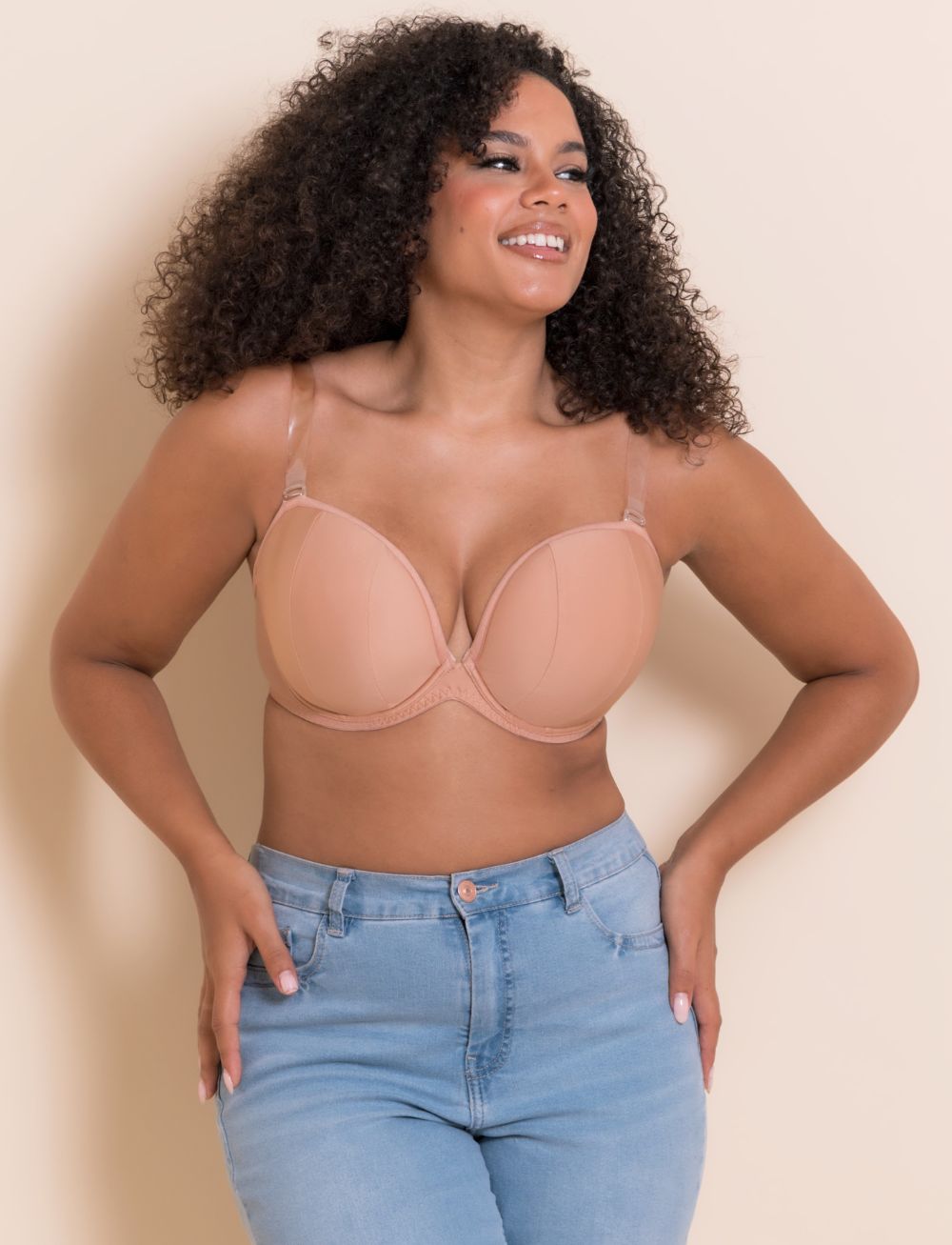 Curvy Kate Superhero Multiway Padded Plunge Bra Latte