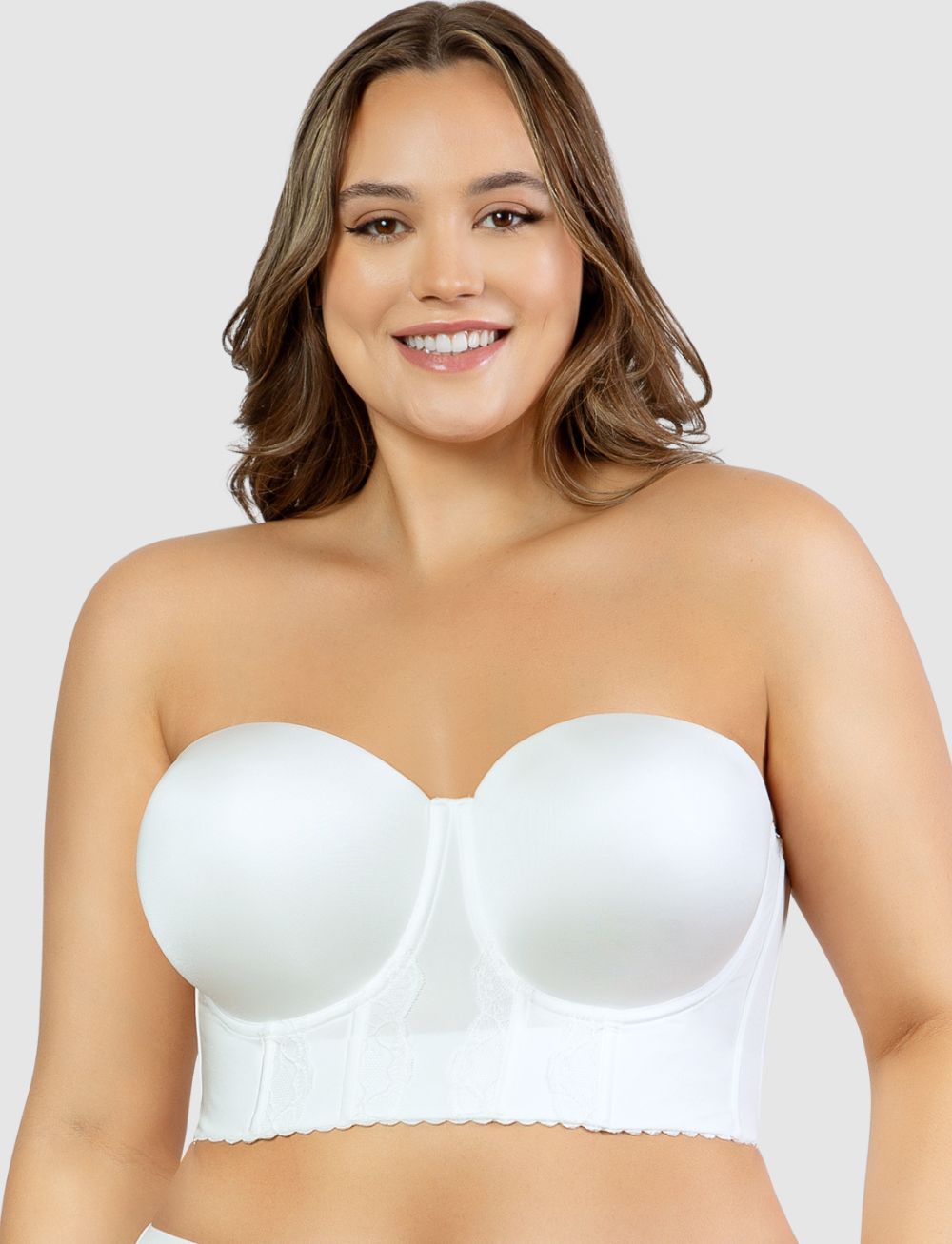 Parfait Elissa Seamless Padded Longline Strapless Bra Pearl White