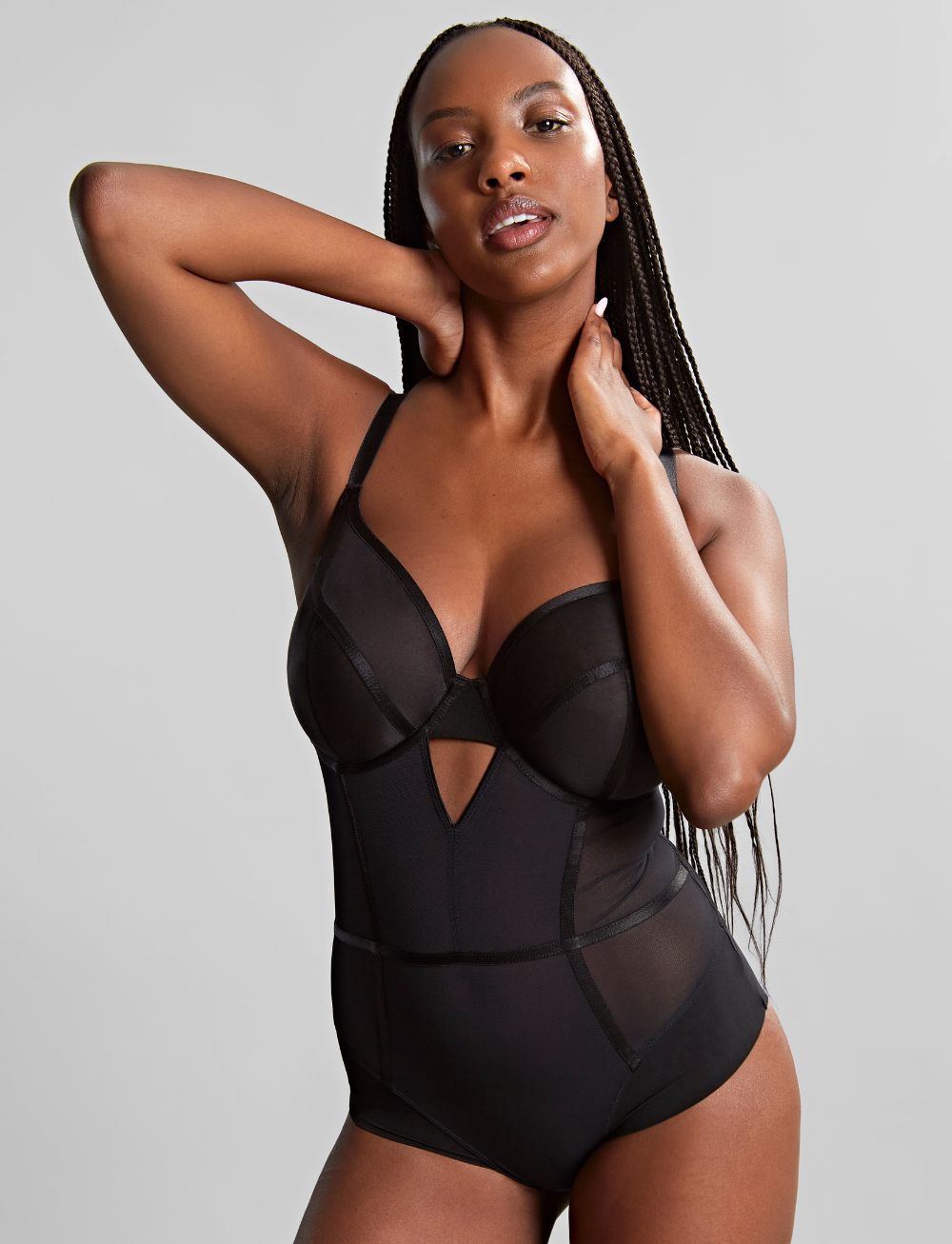 Panache Tango Essence Plunge Bodysuit Obsidian
