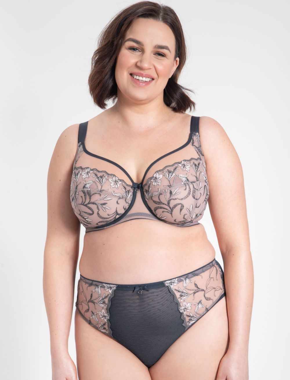 Samanta Eliza Soft Full Cup Side Support Bra Graphite