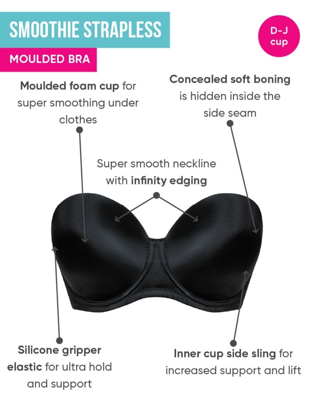 Curvy Kate Strapless Curvy Kate Smoothie Strapless Moulded Bra Black