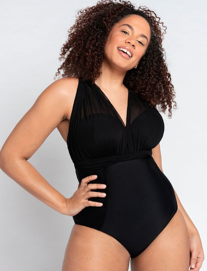 Curvy Kate Wrapsody Bandeau Swimsuit Black Brava Lingerie