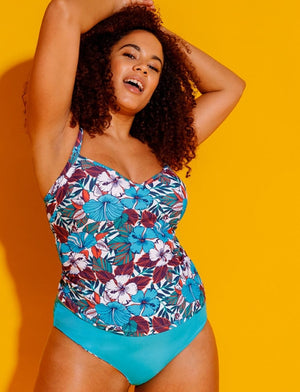 Curvy Kate Swimwear - Tankini Curvy Kate Hibiscus Plunge Tankini Print Mix