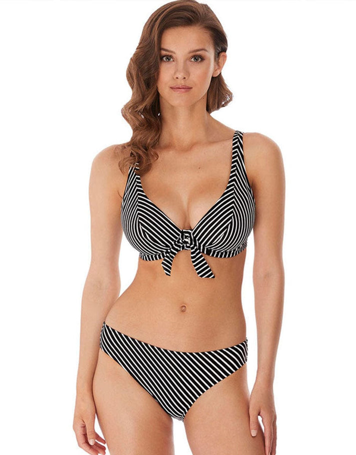 Top Bikini A Fascia Freya Beach Hut – Strisce Blu, Coppe Con Ferretto, Spalline Regolabili, Taglia 3E, Microfibra Stretch