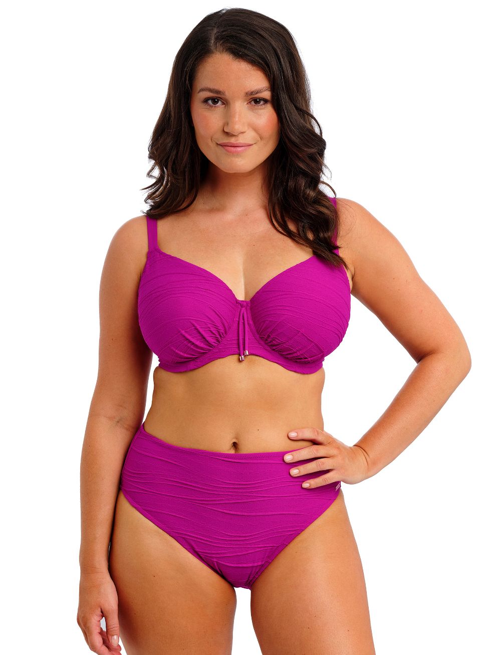 Fantasie Beach Waves UW Gathered Full Cup Bikini Top Bright Fuchsia