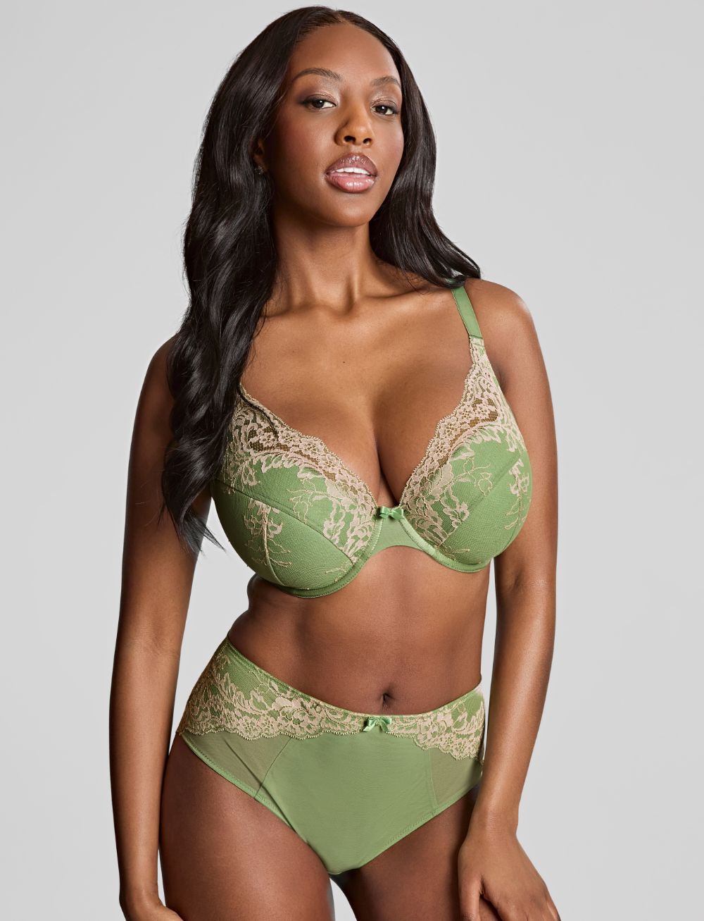 Panache Ana High Apex Plunge Bra Sage Sand
