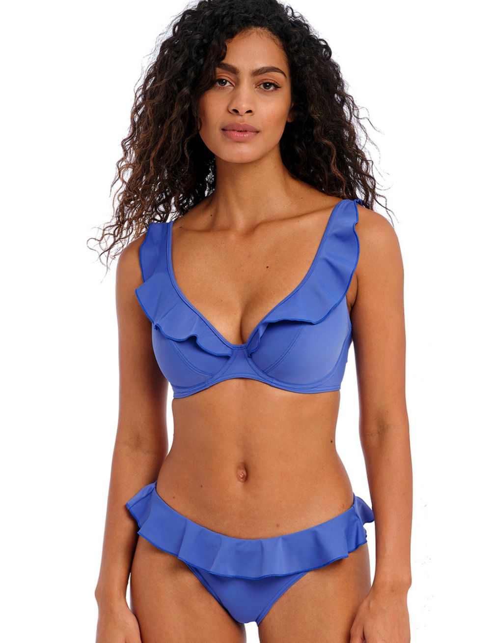Freya Jewel Cove High Apex Bikini Top Plain Azure