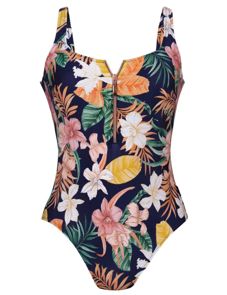Rosa Faia Elouise Zip Front Swimsuit Deep Lagoon | Brava Lingerie