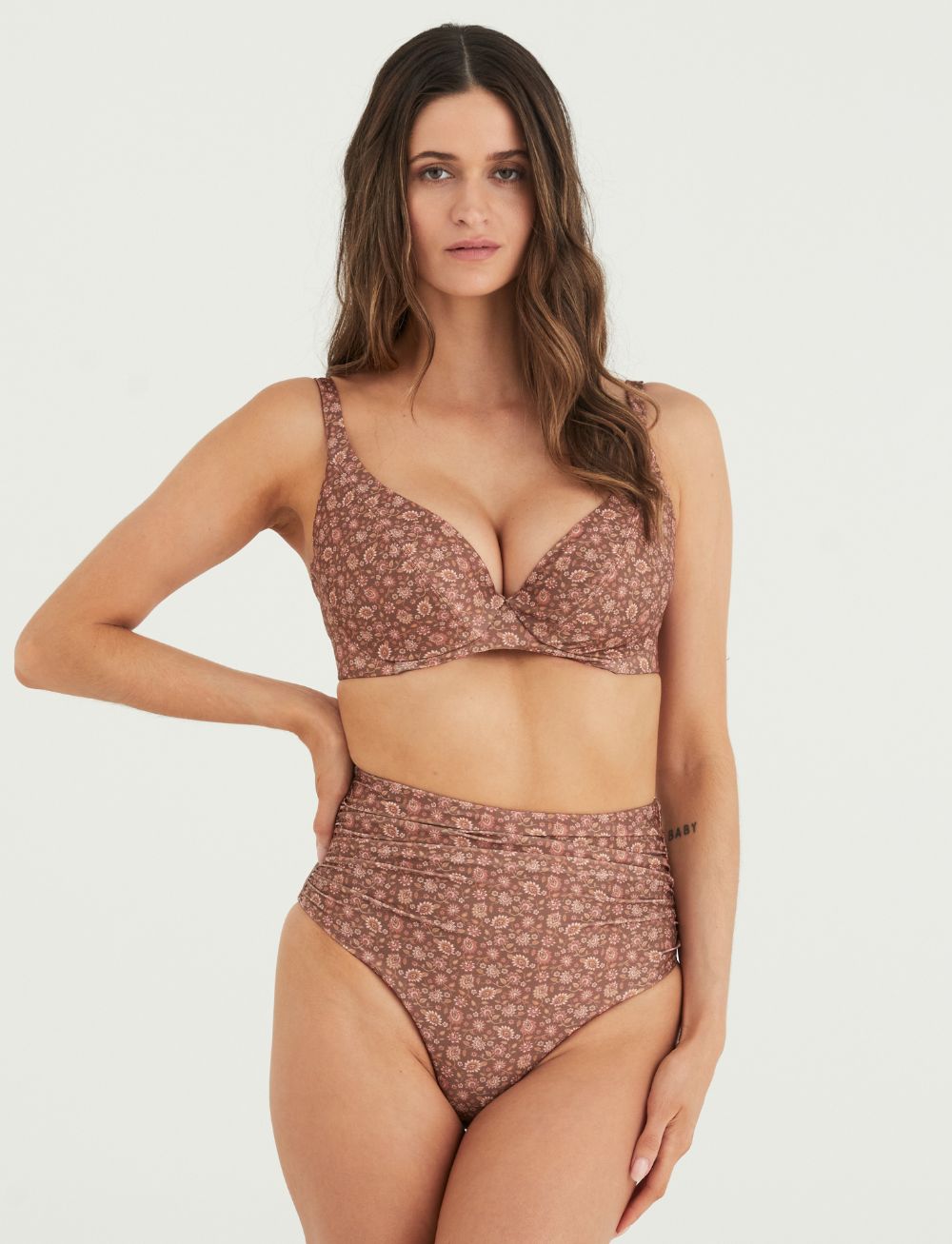 Marvell Lane Sascha Plunge Bikini Top Wander Print