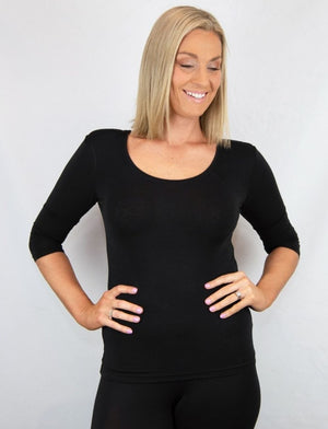 Tani Basics - Clothing Tani 3/4 Sleeve Scoop Neck Top Black