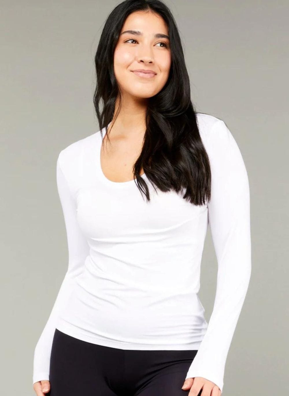 Tani Clothing - Basics - Top Tani Long Sleeve Scoop Neck Top White