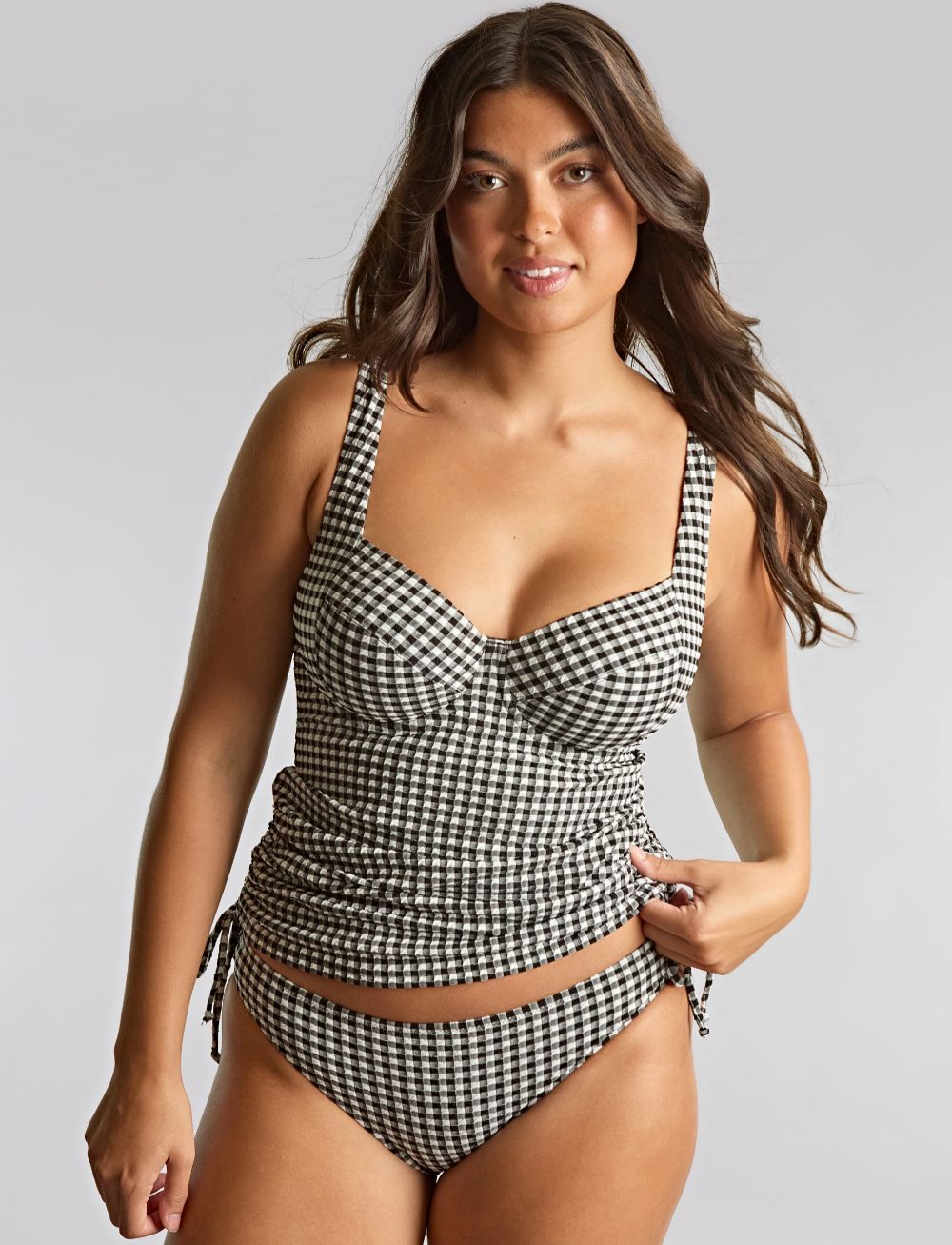Panache Gingham Iris Full Cup Tankini Black